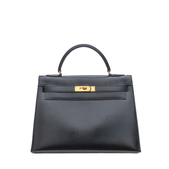 VTG Hermès Kelly 32 Sellier – Black Box Calf Leather – Gold Hardware – 1980-1990 - Picture 1 of 14